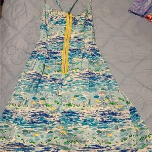 Lilly Pulitzer Blue and Yellow Midi Dress